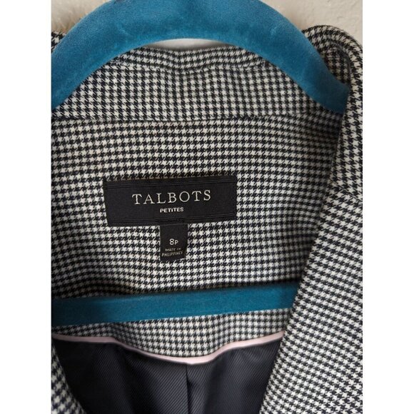 Talbots Houndstooth Blazer 2 Buttons Career Office Business Jacket Size 8 Petite - Picture 5 of 11